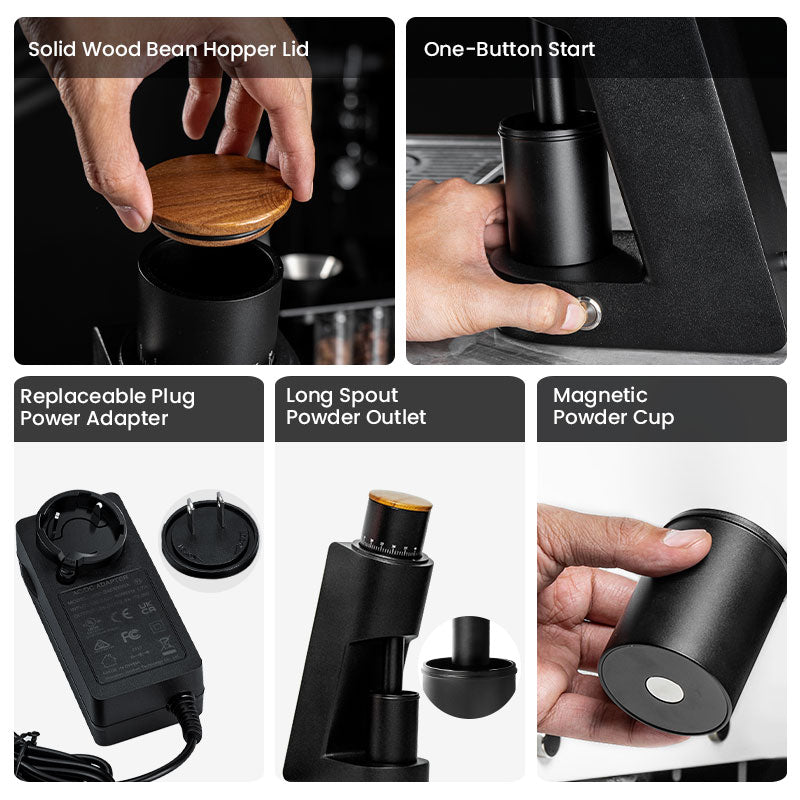 Al-alloy Body 420 Stainless Steel Conical Burr 110V 220V 72W 160 RPM Electric Coffee Grinder