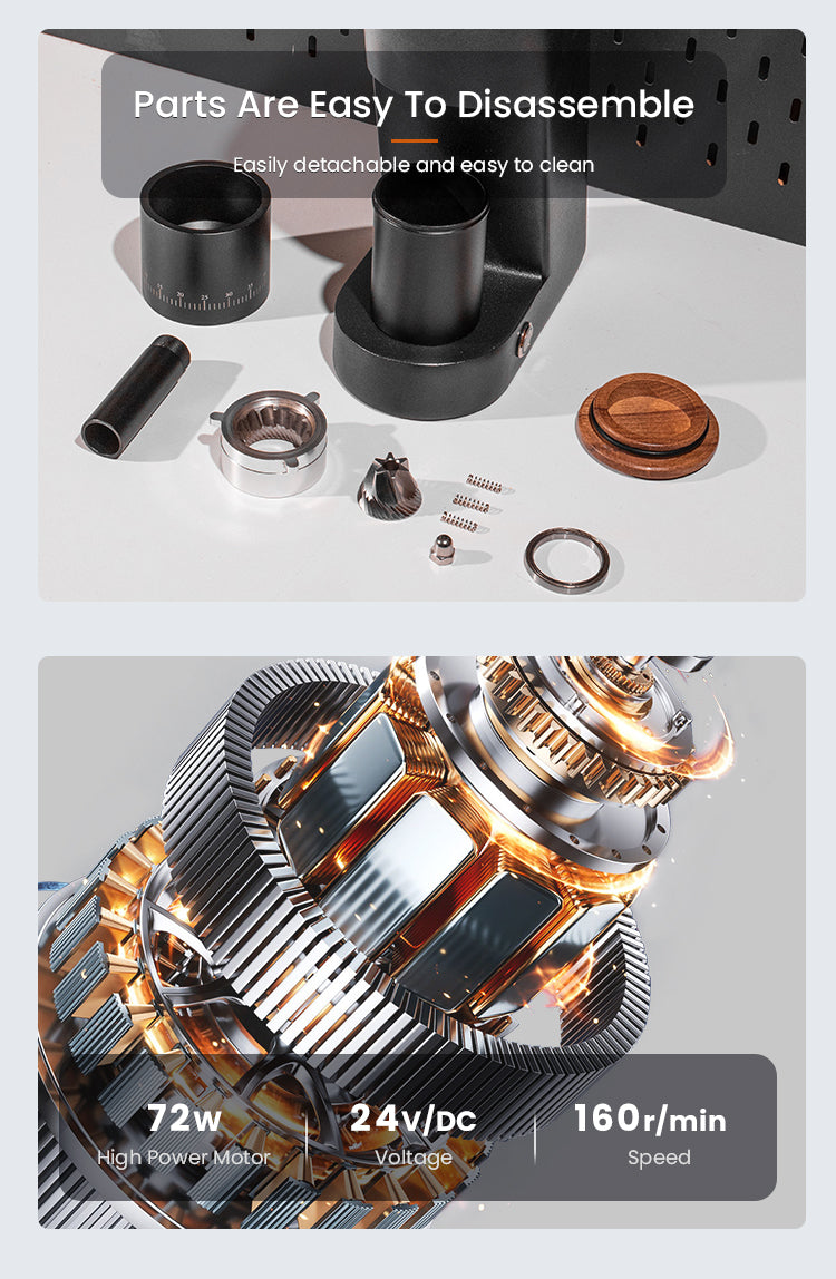 Al-alloy Body 420 Stainless Steel Conical Burr 110V 220V 72W 160 RPM Electric Coffee Grinder