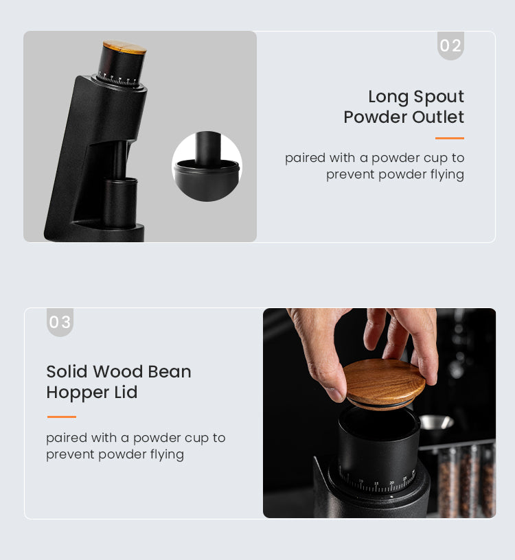 Al-alloy Body 420 Stainless Steel Conical Burr 110V 220V 72W 160 RPM Electric Coffee Grinder